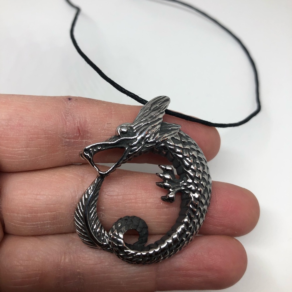 Vintage Stainless Steel Celtic Dragon Pendant